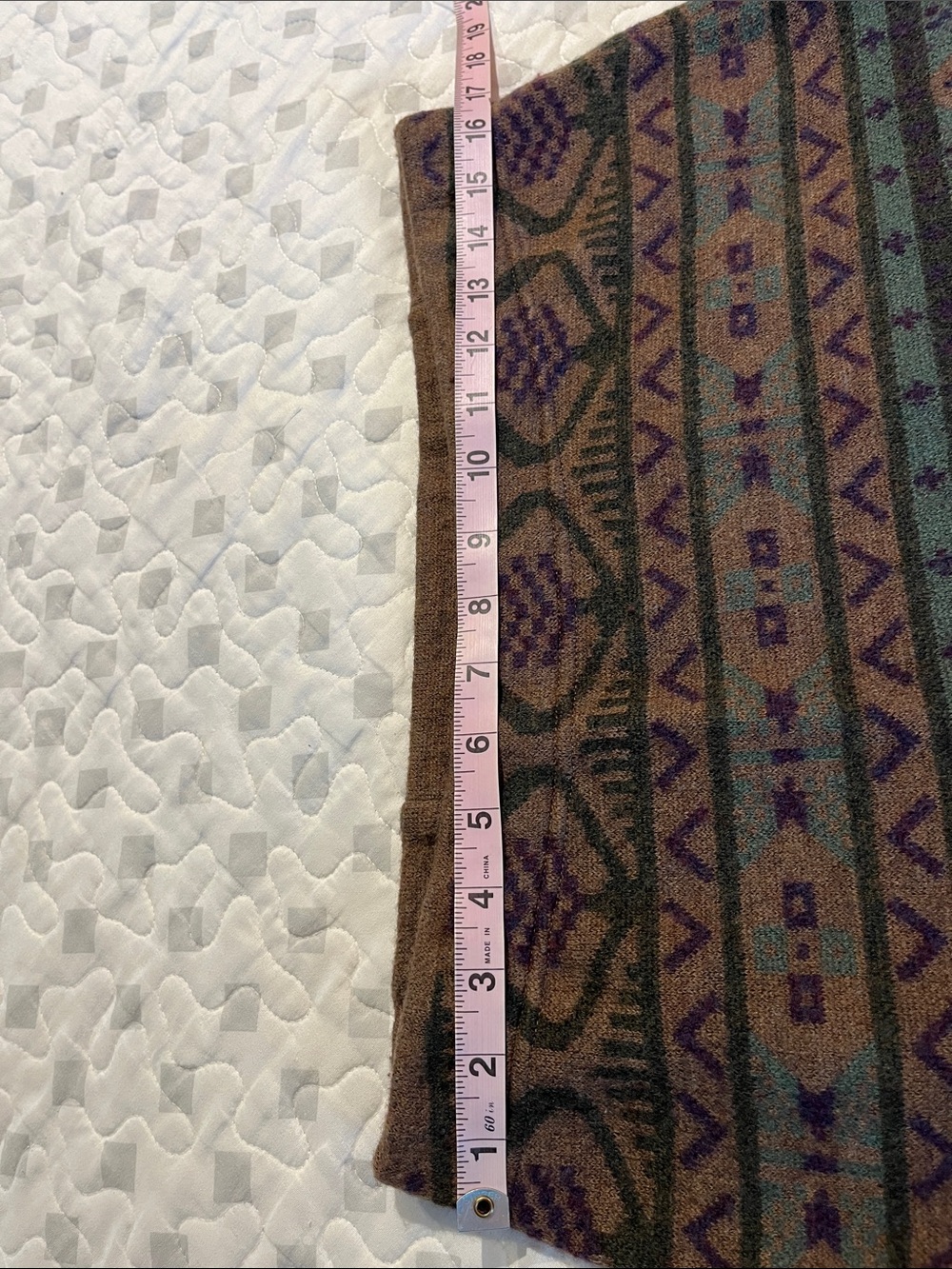 Merino Wool-Blend Patterned Skirt - Brown & Green nature inspired pattern Lg - Picture 4 of 7